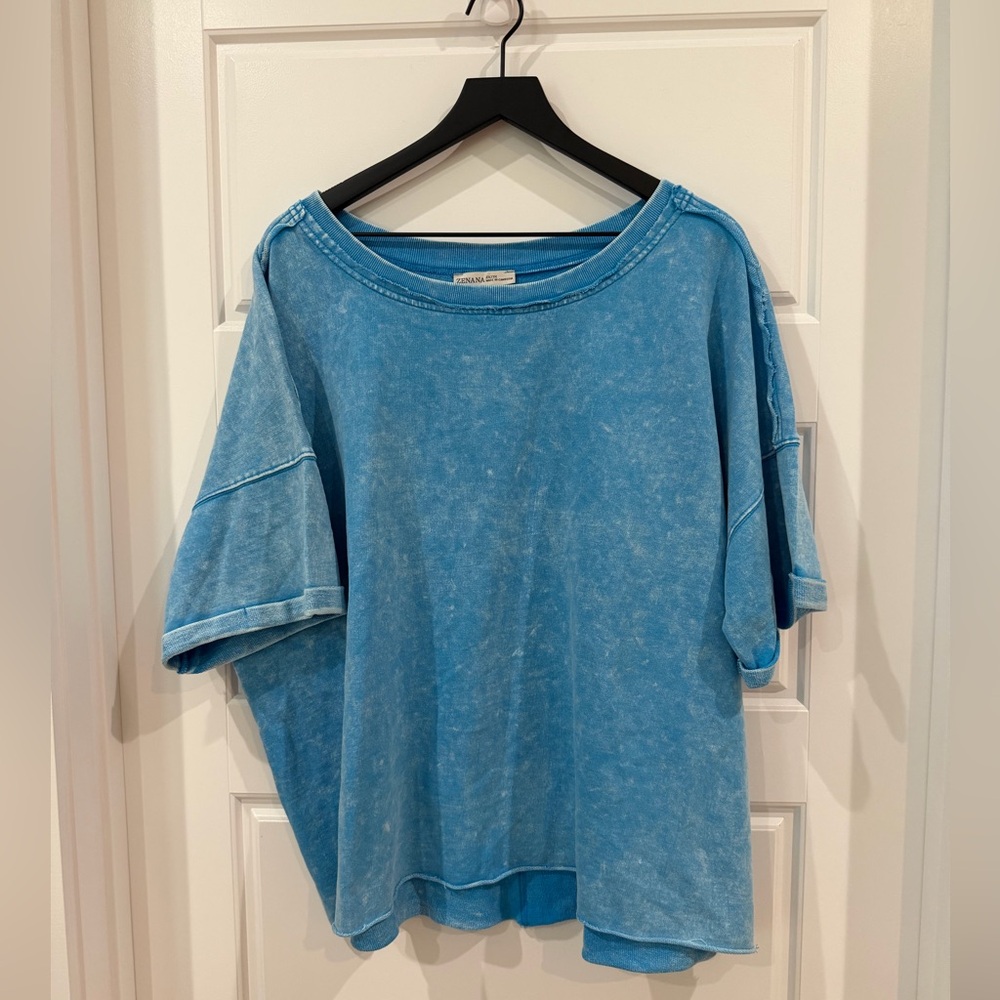 Zenana Light Blue Short Sleeve Tee 2x-3x